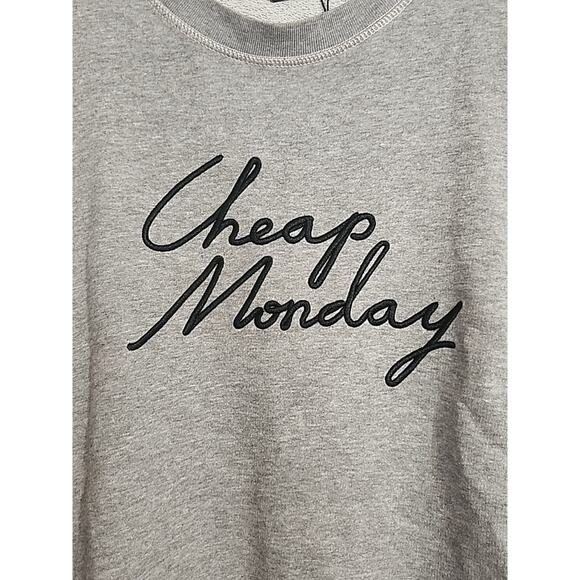 Cheap Monday Womens Ellie Sweat Fleece Sweatshirt sz Medium Gray Embroidered - Picture 5 of 9